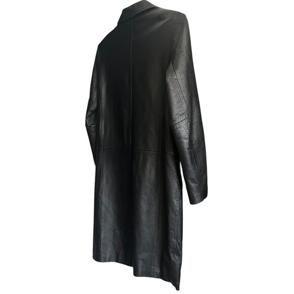 MARC MATTIS LONG SLV FULL LENGTH BUTTON GENUINE LEATHER COAT, WOMENS, M, BLACK - Picture 7 of 12